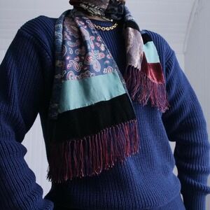 Handsome patchwork‎ velvet and silk scarf